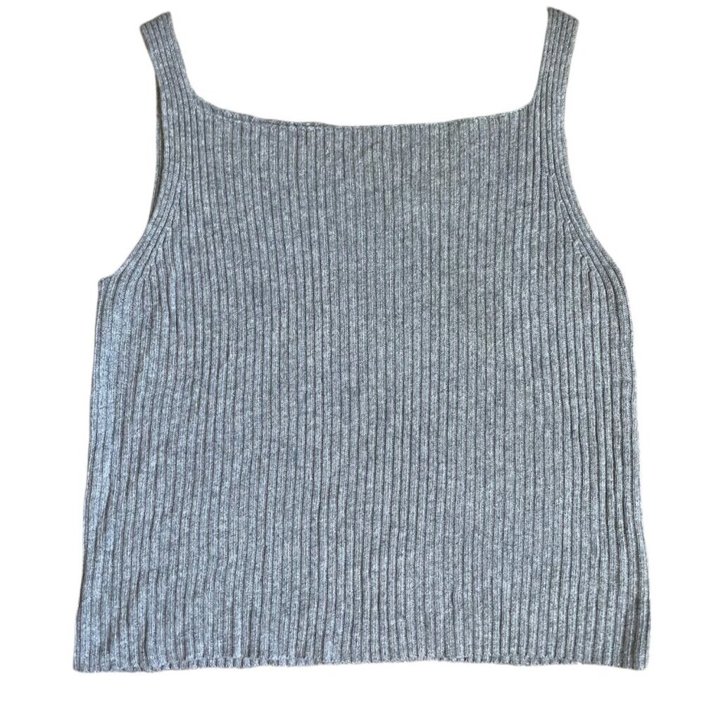 Cashmere Dana Buchman Heather Gray Ribbed Knit Tank Top XL